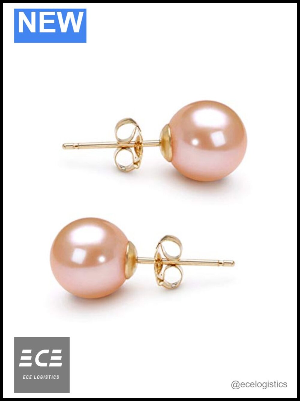 AAAA Japanese Freshwater Pearl Stud Earrings Solid 14k Yellow Gold 7mm Gift